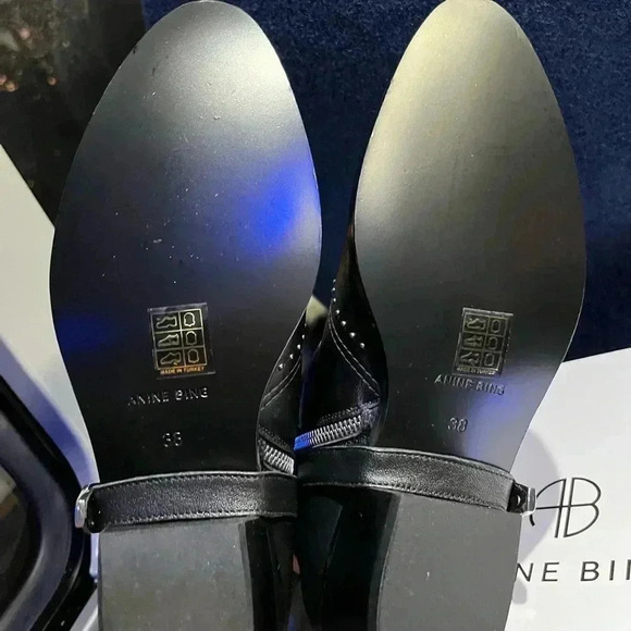 NIB Anine Bing Bianca Motorcycle Ankle Boot Black Silver  US 8 EU 38 - Picture 9 of 9